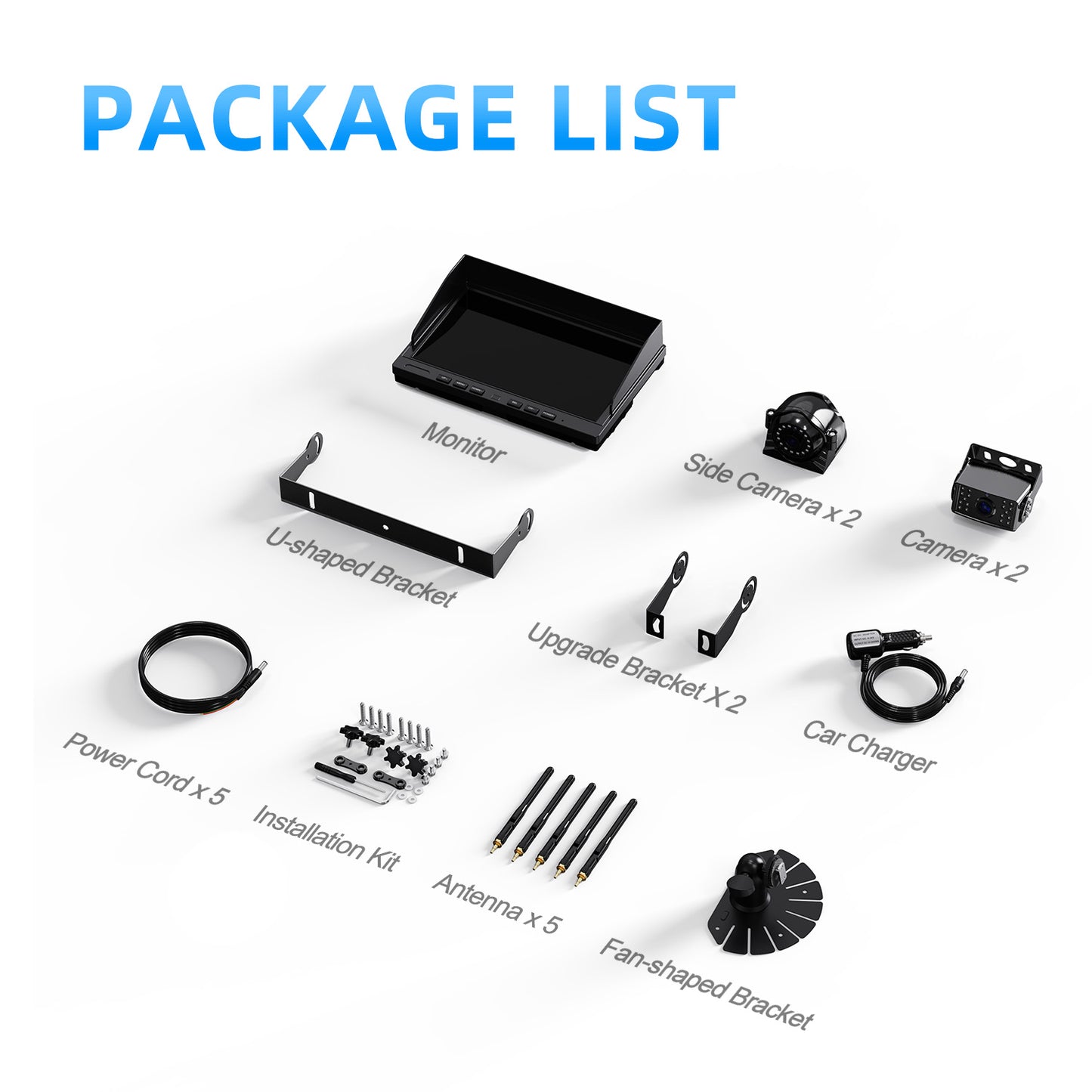 eRapta 4 Wireless Backup Camera System with HD 2K 10-Inch Loop Recording Monitor, Quad Channels Full-Field Cameras IR Night Vision for Trailer/RV/Truck/Camper/Bus-AW104SL