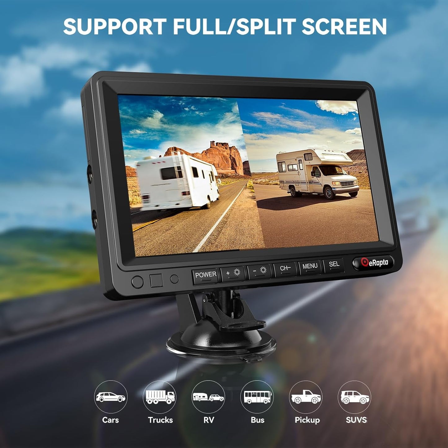 eRapta Magnetic Wireless Backup Camera 7 inch Monitor for Car Truck RV Trailer Hitching Horse Fifth Wheels with IP69 Waterproof ACT702