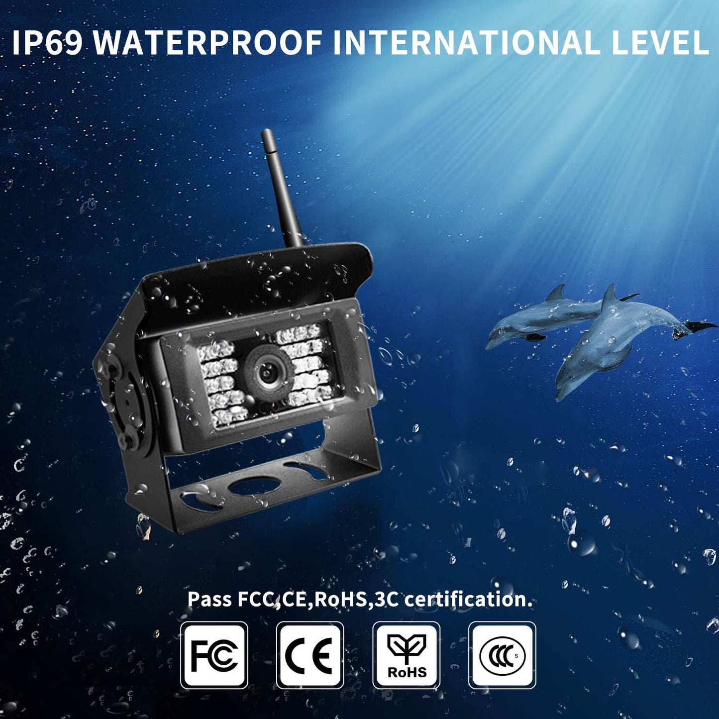 Cámara de visión trasera inalámbrica, apta para camiones, camionetas y remolques de camiones.