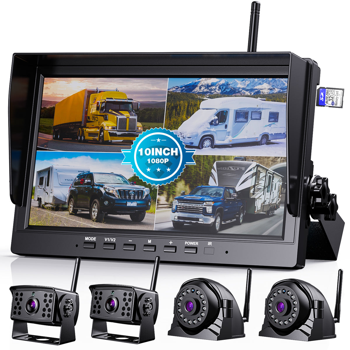 HD 1080P 10 Wireless Backup Camera System with Four cameras – eRapta is a  company focused on car camera products