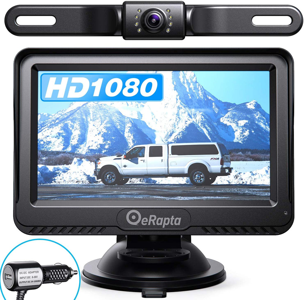 eRapta Backup Camera ERT01 with 4.3 inch Monitor License Plate Back Up Camera for Car Pickup Truck SUV