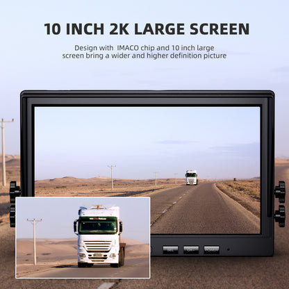 eRapta 4 Wireless Backup Camera System with HD 2K 10-Inch Loop Recording Monitor, Quad Channels Full-Field Cameras IR Night Vision for Trailer/RV/Truck/Camper/Bus-AW104SL