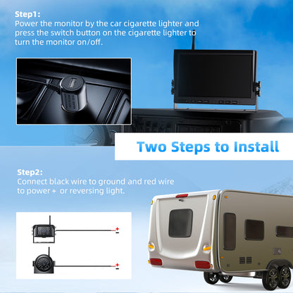 eRapta 4 Wireless Backup Camera System with HD 2K 10-Inch Loop Recording Monitor, Quad Channels Full-Field Cameras IR Night Vision for Trailer/RV/Truck/Camper/Bus-AW104SL