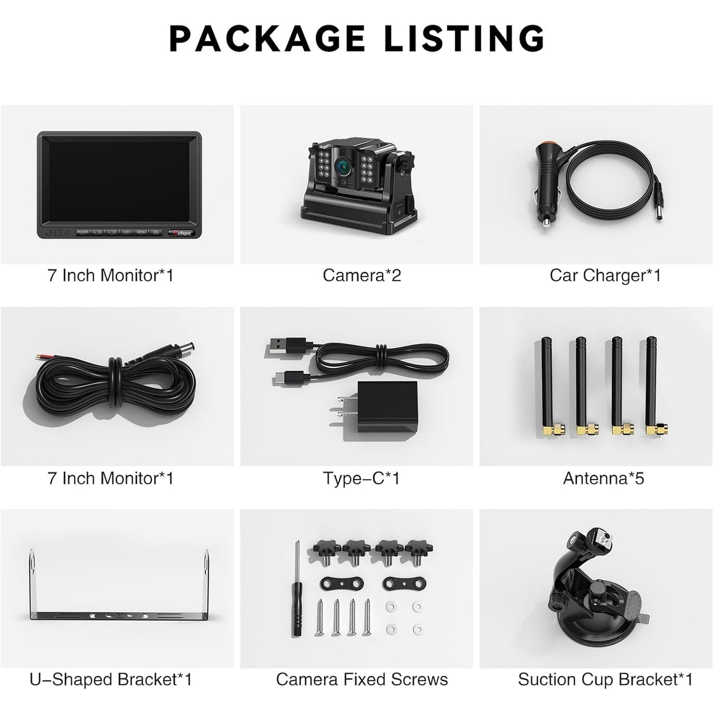 Cámara de visión trasera inalámbrica magnética eRapta con monitor de 7 pulgadas para coche, camión, caravana, remolque, enganche, quinta rueda, con impermeabilidad IP69 ACT702