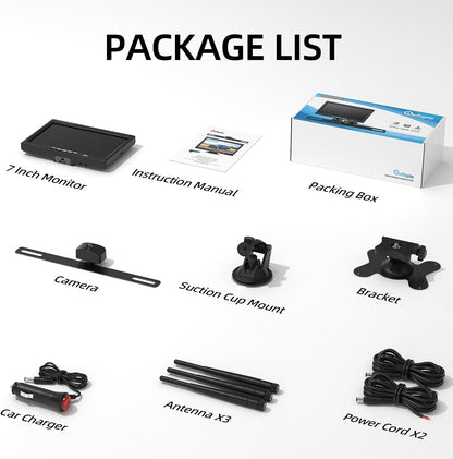 Caméra de recul sans fil eRapta pour camion, écran 7" 1080P avant/arrière, étanche IP69K, vision nocturne, grand angle 150° pour remorque/camion/voiture/fourgonnette/camping-car AWT7