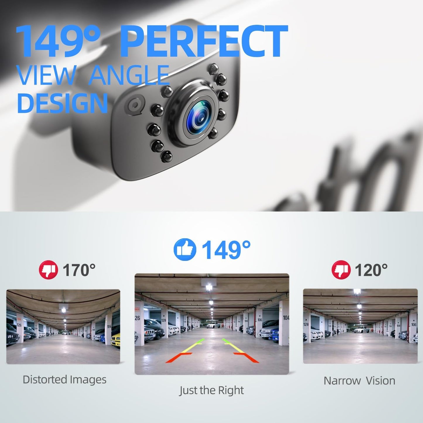 eRapta ERT01 HD Backup Camera Rear View License Plate Reverse Camera Universal for Pickup Truck Car SUV 149 Degree Perfect Angle Night Vision IP69K Level Waterproof