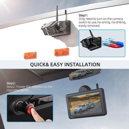 eRapta Wireless Backup Camera Magnetic: 5” Portable, 1-Min Install-Free Trailer Backup Camera with FHD1080P, Infrared Night Vision, 150° Wide-Angle View for Trailer/RV/Truck/Car/Tractor ACT501