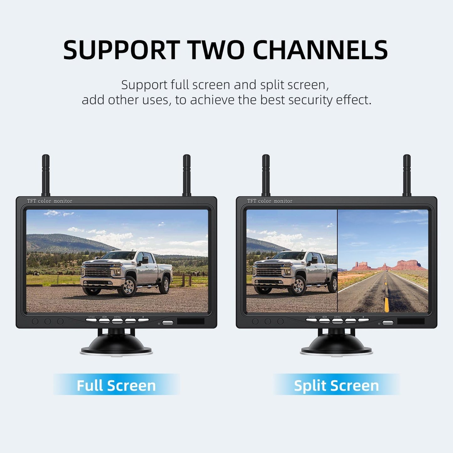 Caméra de recul sans fil eRapta pour camion, écran 7" 1080P avant/arrière, étanche IP69K, vision nocturne, grand angle 150° pour remorque/camion/voiture/fourgonnette/camping-car AWT7