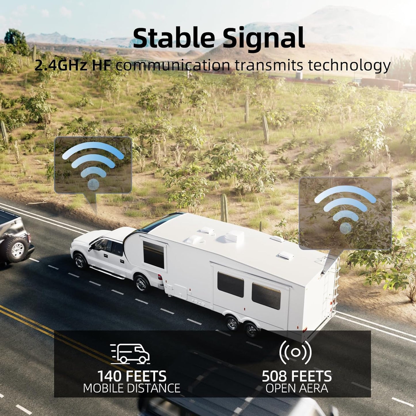 eRapta Wireless RV Backup Camera System, 1080P 5'' Monitor with 1 Rear Camera, IR Night Vision, Recording, Wide Angle View, IP69K Waterproof, Compatible with Furrion Pre-Wired RV Truck Trailer AY5