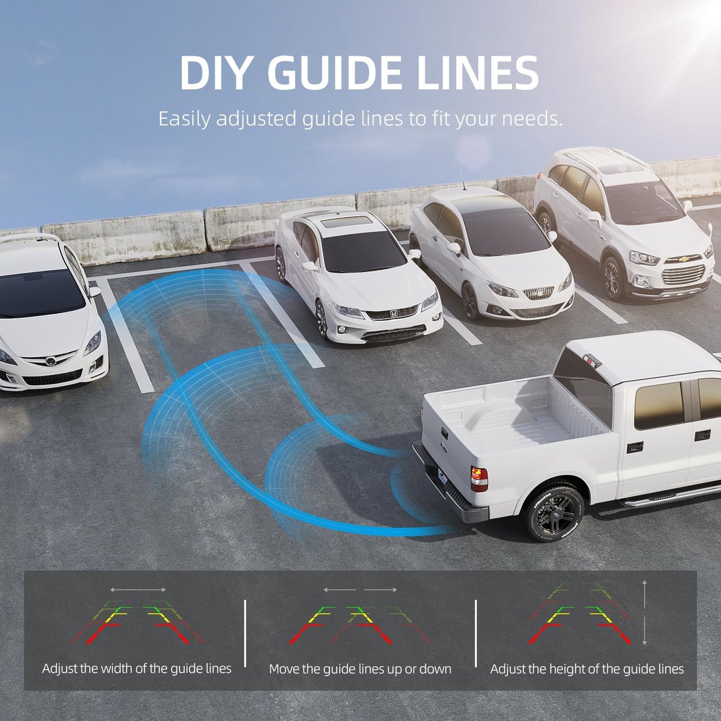 Caméra de recul sans fil eRapta pour camion, écran 7" 1080P avant/arrière, étanche IP69K, vision nocturne, grand angle 150° pour remorque/camion/voiture/fourgonnette/camping-car AWT7