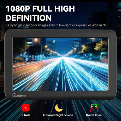 eRapta Wireless Backup Camera Magnetic: 5” Portable, 1-Min Install-Free Trailer Backup Camera with FHD1080P, Infrared Night Vision, 150° Wide-Angle View for Trailer/RV/Truck/Car/Tractor ACT501