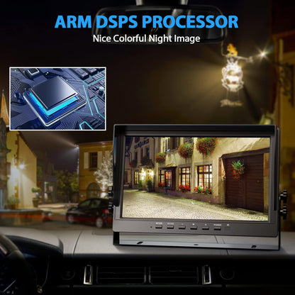 Cámara de visión trasera con cable eRapta, monitor de 10'', cámara de respaldo impermeable IP69 HD 1080P para coche, camión, caravana, remolque o furgoneta.