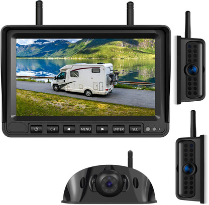 eRapta RV Backup Camera Wireless System for Furrion with 7-Inch Monitor 1080P, 1 Rear Camera, Wide-View, Video Recording, IR Night Vision, IP69 Waterproof, Plug and Play for Camper -AW7Y5