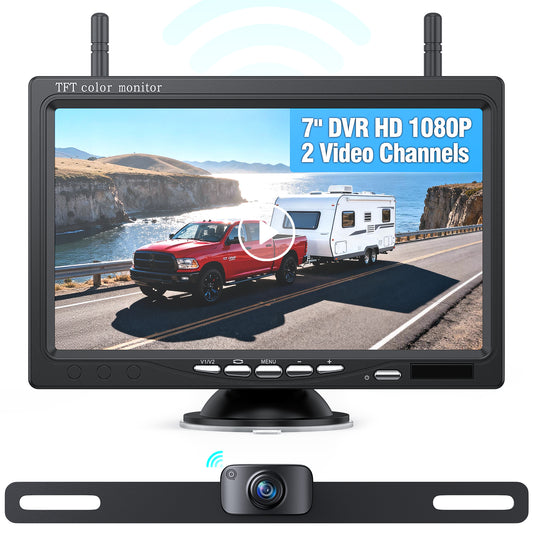 eRapta Wireless Backup Camera for Truck 7" 1080P Front/Rear View Monitor IP69K Waterproof Night Vision, 150° Wide-Angle View for Trailer/Truck/Car/Van/Camper AWTL7