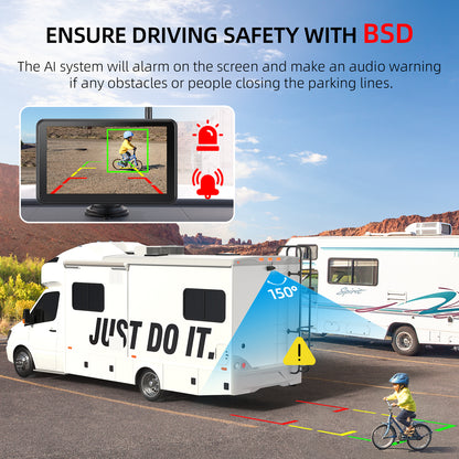 eRapta Magnetic Solar Wireless Backup Camera: HD1080P 7” Touchscreen Portable with DVR, BSD, 1-Min Install-Free IR Night Vision Hitch Backup Camera for Trailer/Truck/Small RV/Camper/Tractor-AWTCM702