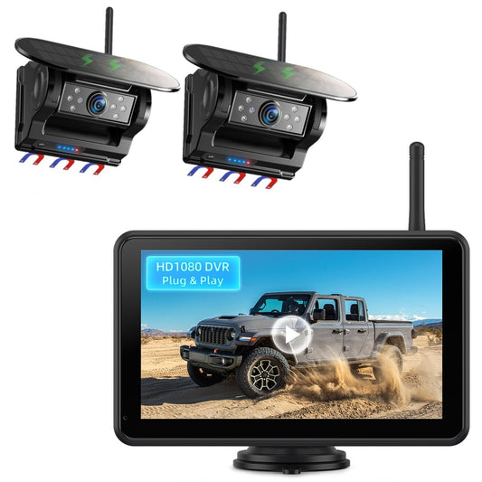 eRapta Magnetic Solar Wireless Backup Camera: HD1080P 7” Touchscreen Portable with DVR, BSD, 1-Min Install-Free IR Night Vision Hitch Backup Camera for Trailer/Truck/Small RV/Camper/Tractor-AWTCM702