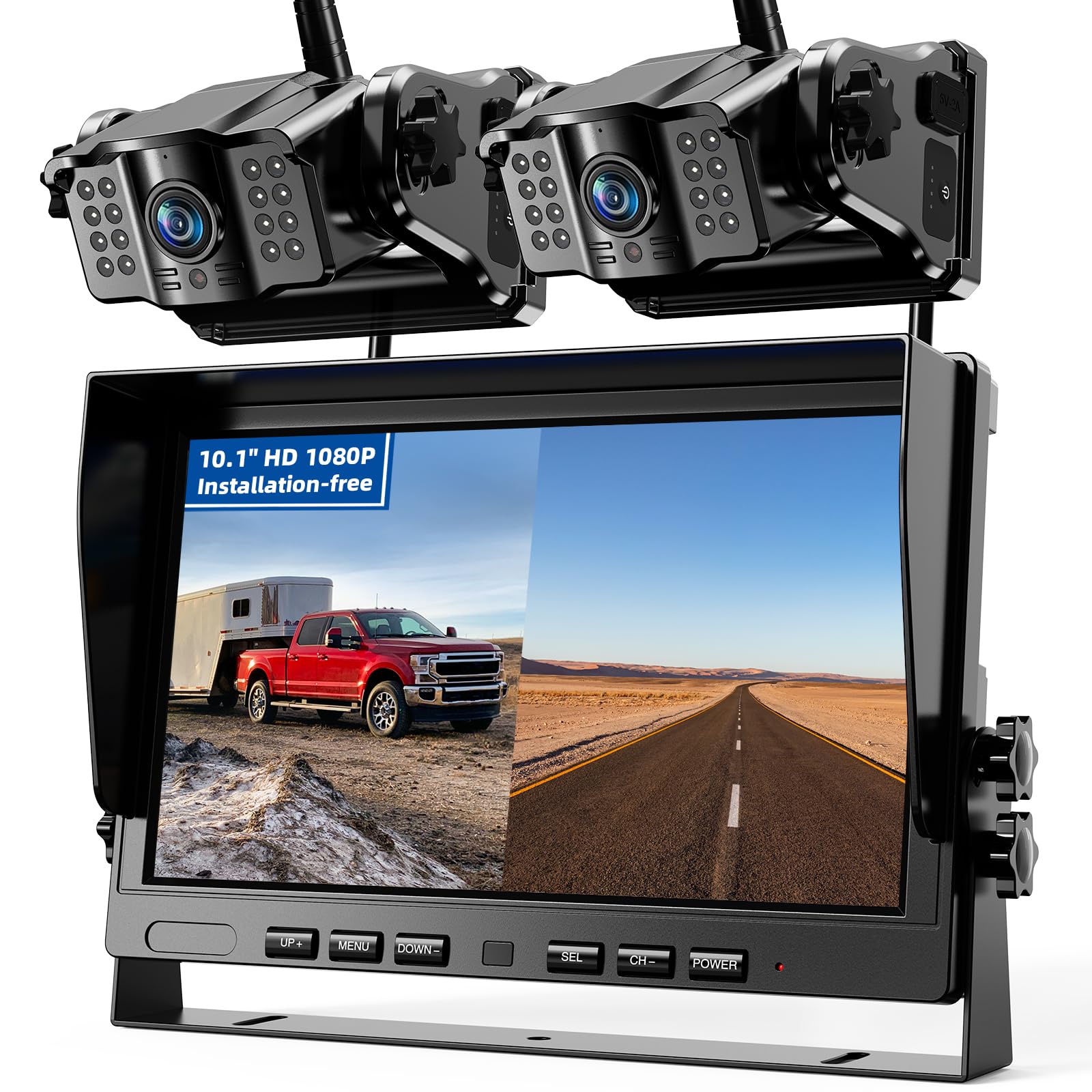 eRapta Magnetic Wireless Backup Camera Kit with HD1080P 10” DVR Monito