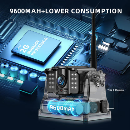 eRapta Magnetic Wireless Backup Camera Kit with HD1080P 10” DVR Monitor, Dual RV/Trailer/Truck/Tractor Cameras Wireless System, No Wiring, 9600mAh Rechargeable Battery, IR Night Vision-ACT1002