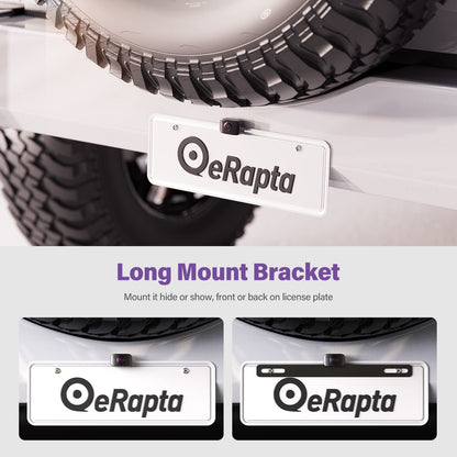 eRapta Reverse Camera 3.0 License Plate Backup Camera HD 149° Wide Rear View IP69K Waterproof IR Night Vision Easy Mount DIY Grid for Cars Trucks Pickups SUV RV Van Jeep ERT11