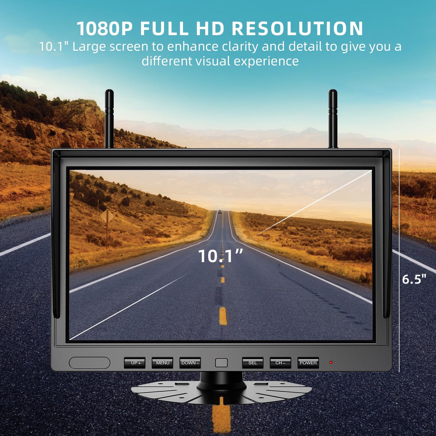 eRapta Magnetic Wireless Backup Camera Kit with HD1080P 10” DVR Monitor, Dual RV/Trailer/Truck/Tractor Cameras Wireless System, No Wiring, 9600mAh Rechargeable Battery, IR Night Vision-ACT1002