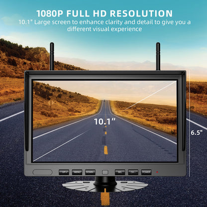eRapta Magnetic Wireless Backup Camera Kit with HD1080P 10” DVR Monitor, Dual RV/Trailer/Truck/Tractor Cameras Wireless System, No Wiring, 9600mAh Rechargeable Battery, IR Night Vision-ACT1002