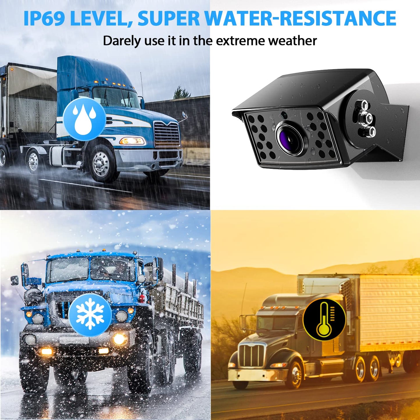 eRapta HD 1080p Backup Camera System Kit,10-inch Reversing Monitor with Quad Split Recording IP69 Waterproof, Rear View Side View Cameras, Backup Camera for RV Truck/Trailer/Tractor/Box/Camper AYX104