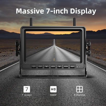 eRapta RV Backup Camera Wireless System for Furrion with 7-Inch Monitor 1080P, 1 Rear Camera, Wide-View, Video Recording, IR Night Vision, IP69 Waterproof, Plug and Play for Camper -AW7Y5