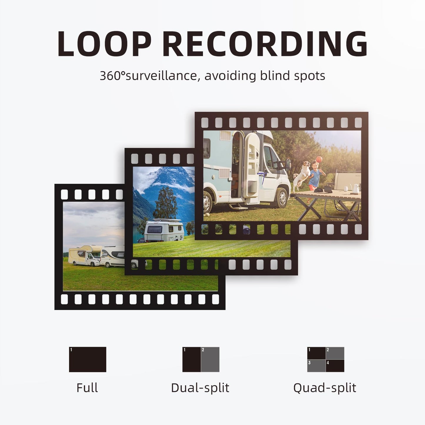 eRapta HD 1080p Backup Camera System Kit, 7-inch Reversing Monitor with Quad Split Recording IP69 Waterproof, Rear View Side View Cameras, Backup Camera for RV Truck/Trailer/Tractor/Box/Camper Y0202