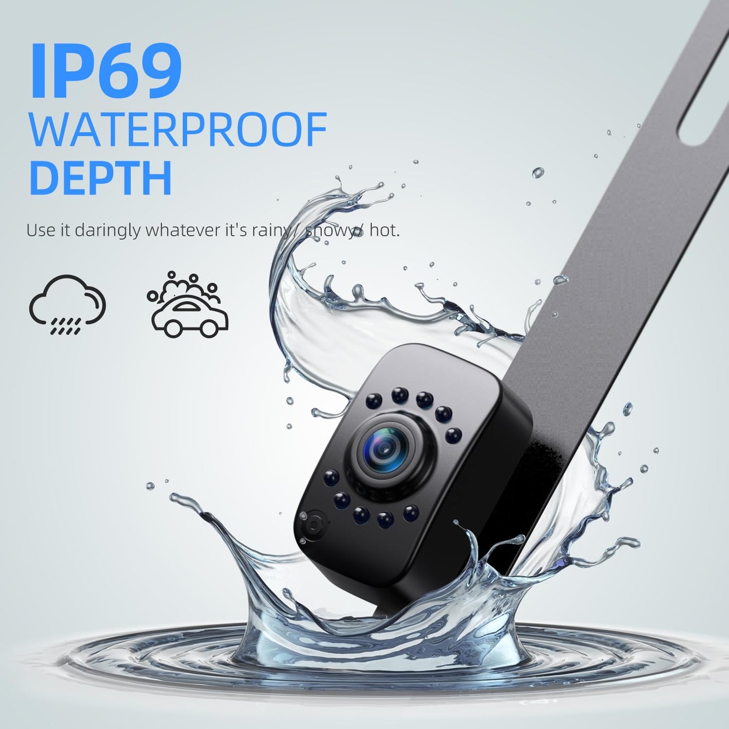 eRapta HD 1080P Backup Camera,AHD Compatible,License Plate Rear View Camera for Car,Metal Housing,IP69 Waterproof Rearview Universal Reverse Cam Kit for Vehicle SUV RV Pickup,AGQT01