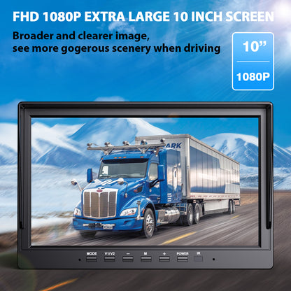 Sistema de cámara de visión trasera inalámbrica HD 1080P de 10" con cuatro cámaras.