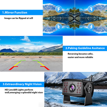 Sistema de cámara de visión trasera inalámbrica HD 1080P de 10 pulgadas