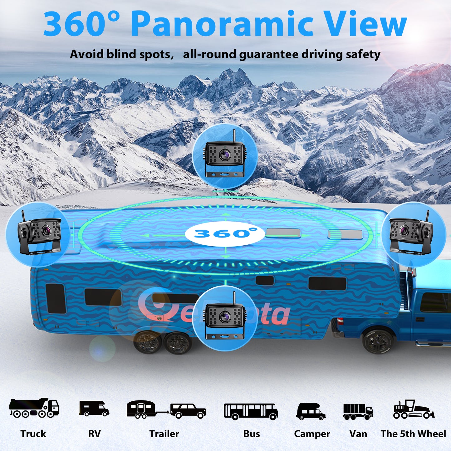 Sistema de cámara de visión trasera inalámbrica HD 1080P de 10 pulgadas