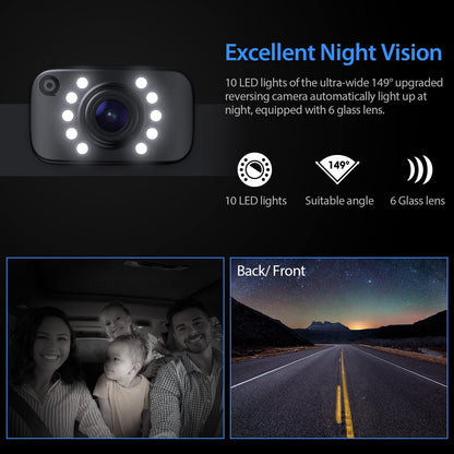 Caméra de recul eRapta AY7 pour camion, kit moniteur avant et arrière 7'' 1080P, étanche IP69, vision nocturne, lignes de grille personnalisables pour camping-cars, camions, bus, semi-remorques, pick-ups