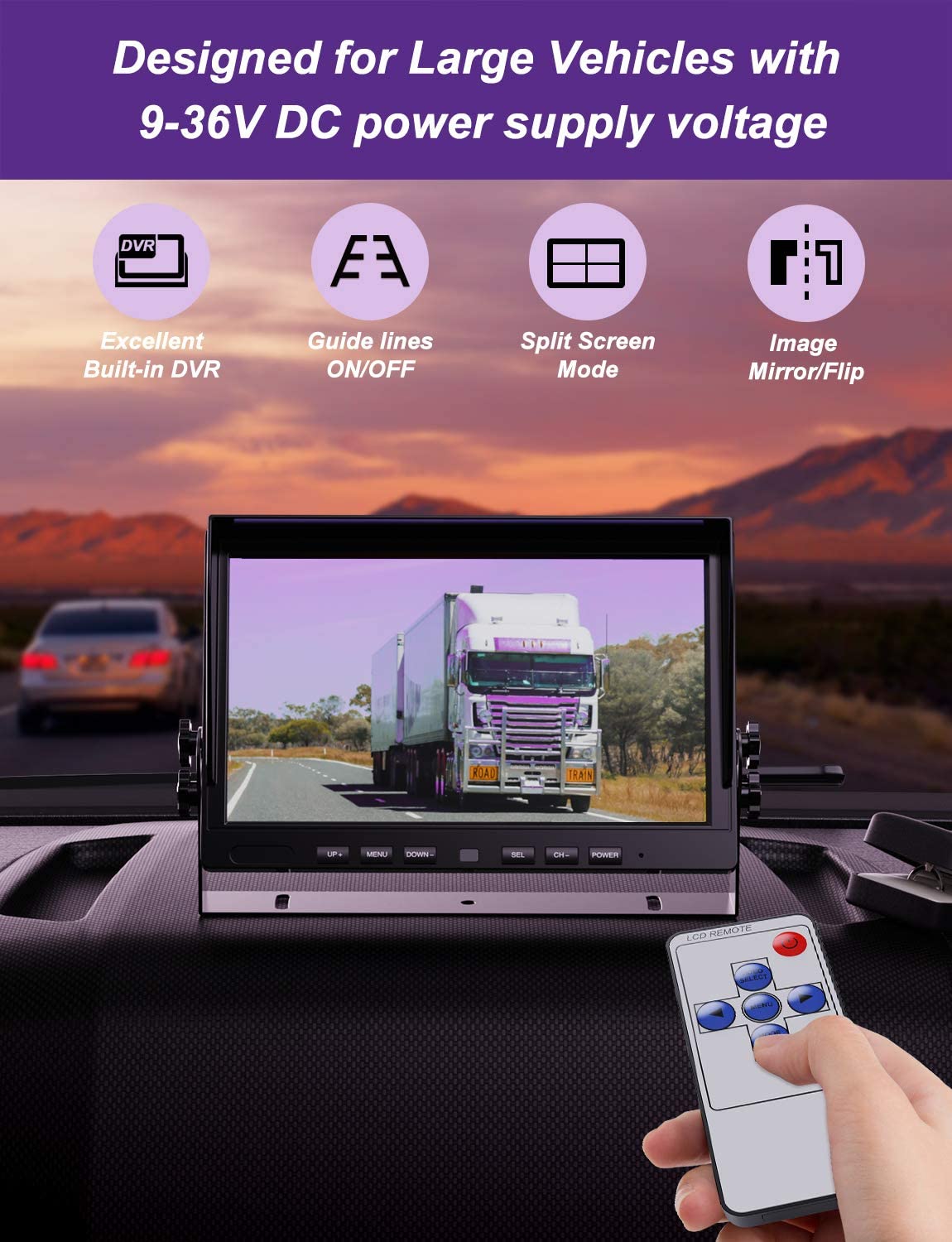 Sistema de cámara de respaldo eRapta con monitor más grande de 10"