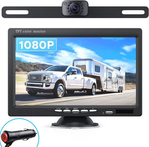 eRapta AY7 Backup Camera for Truck, 7''1080P Front & Rear View Monitor kit, IP69 Waterproof, Night Vision, DIY Grid Lines for RVs, Trucks, Bus, Semi-Trailers, Pickup