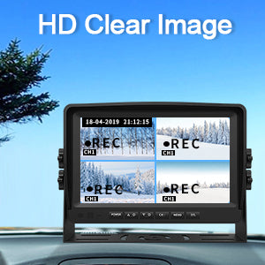 Sistema de cámara de visión trasera con monitor grande de 9'' y DVR para autocaravanas, camiones semirremolques, camiones de caja y remolques.