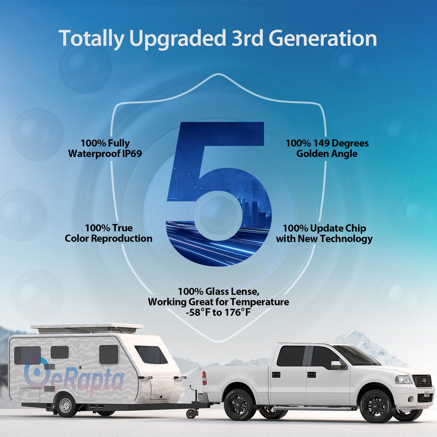 Car Backup Camera Auto Lighting with Night Vision and Waterproof