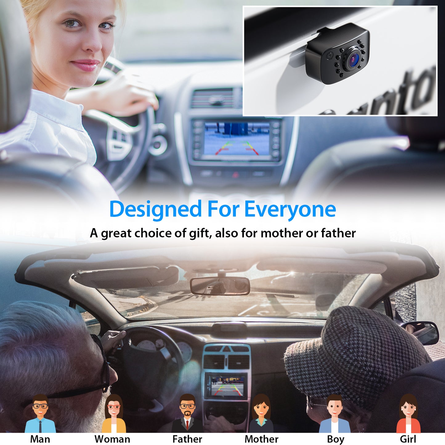 Car Backup Camera Auto Lighting with Night Vision and Waterproof