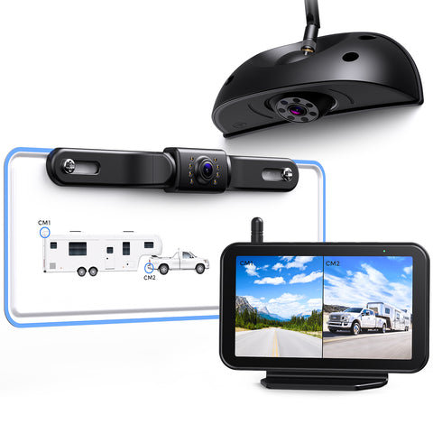 Wireless Backup Camera & Licence Plate Camera with 5'' Monitor